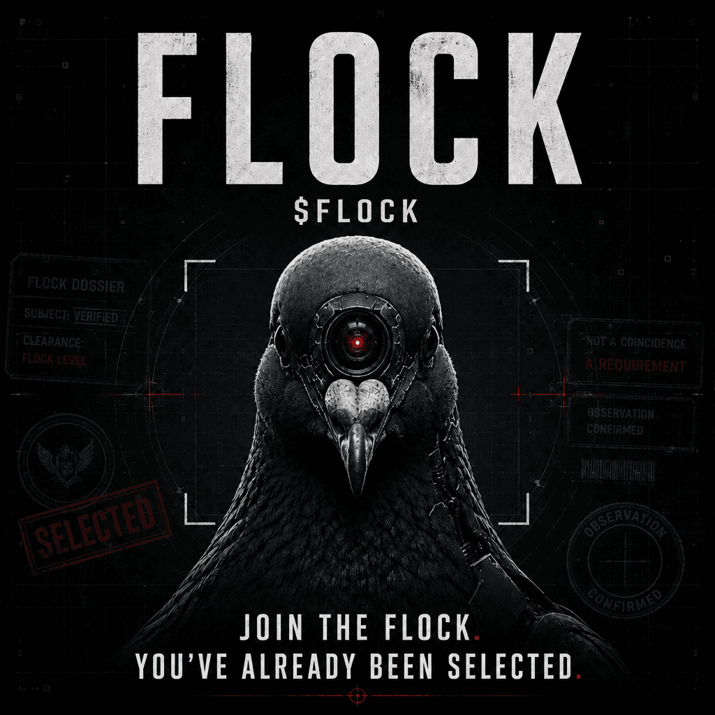 Cybernetic pigeon dossier poster: Join the Flock